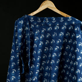 Indigo Bagru Hand Block Print Natural Dyed Cotton Wrap Around Skirt 40