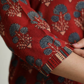 Red - Ajrakh Block Printed Cotton Straight Kurta