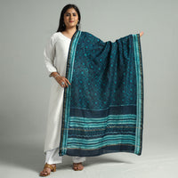 Blue - Akola Dabu Block Printed Handloom Chanderi Silk Dupatta 22