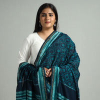 Blue - Akola Dabu Block Printed Handloom Chanderi Silk Dupatta 22