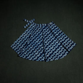 Indigo Bagru Hand Block Print Natural Dyed Cotton Wrap Around Skirt 39