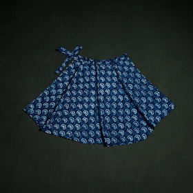 Indigo Bagru Hand Block Print Natural Dyed Cotton Wrap Around Skirt 38