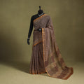 Brown - kota doria cotton bagru saree 29 - handcrafted