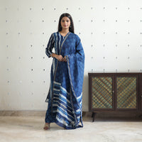 Blue - Chanderi Silk Indigo Bagru Block Print Kurta Set 10