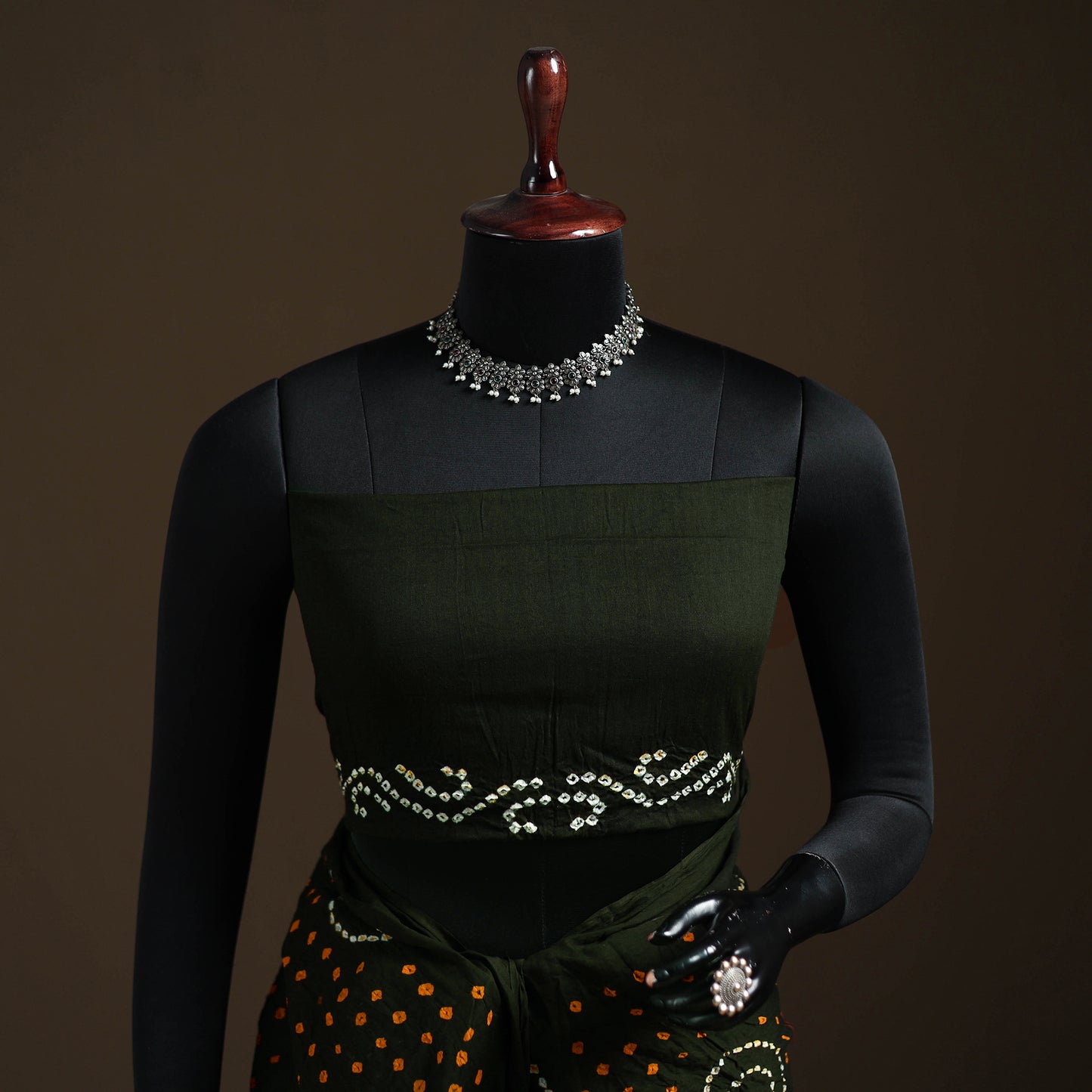 Green - Kutch Tie-Dye Pure Mul Cotton Rai Bandhani Saree with Blouse Piece 01