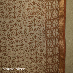 Brown - kota doria cotton bagru saree 29 - handcrafted