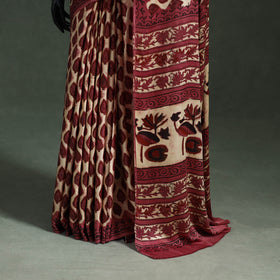 Bagru Hand Block Print Natural Dyed Modal Silk Saree 01