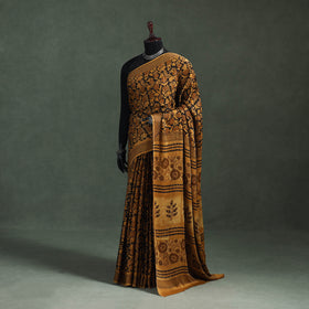 Bagru Hand Block Print Natural Dyed Modal Silk Saree 02