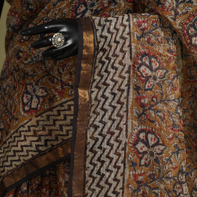 Brown - kota doria cotton bagru saree 31 - handcrafted