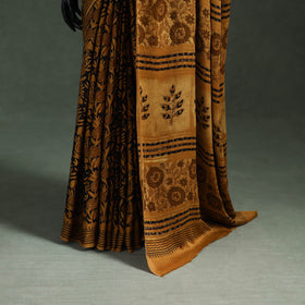 Bagru Hand Block Print Natural Dyed Modal Silk Saree 02