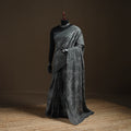 Grey - Kutch Tie-Dye Pure Mul Cotton Rai Bandhani Saree with Blouse Piece 06