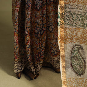 Brown - kota doria cotton bagru saree 31 - handcrafted