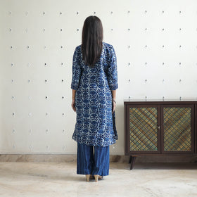Buy Blue Chanderi Silk Indigo Bagru Block Print Kurta Set