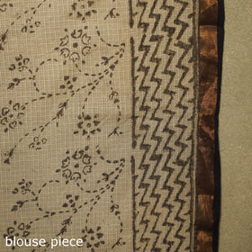 Brown - kota doria cotton bagru saree 31 - handcrafted