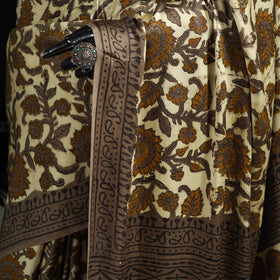 Bagru Hand Block Print Natural Dyed Modal Silk Saree 03