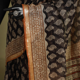 Black - kota doria cotton bagru saree 32 - handcrafted