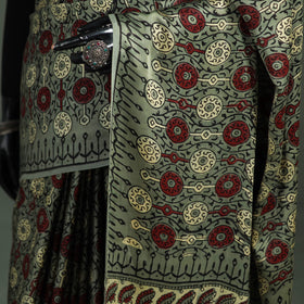 Bagru Hand Block Print Natural Dyed Modal Silk Saree 04