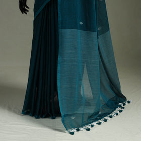 Handloom Pure Mul Cotton Phulia Jamdani Saree with Tassels 03