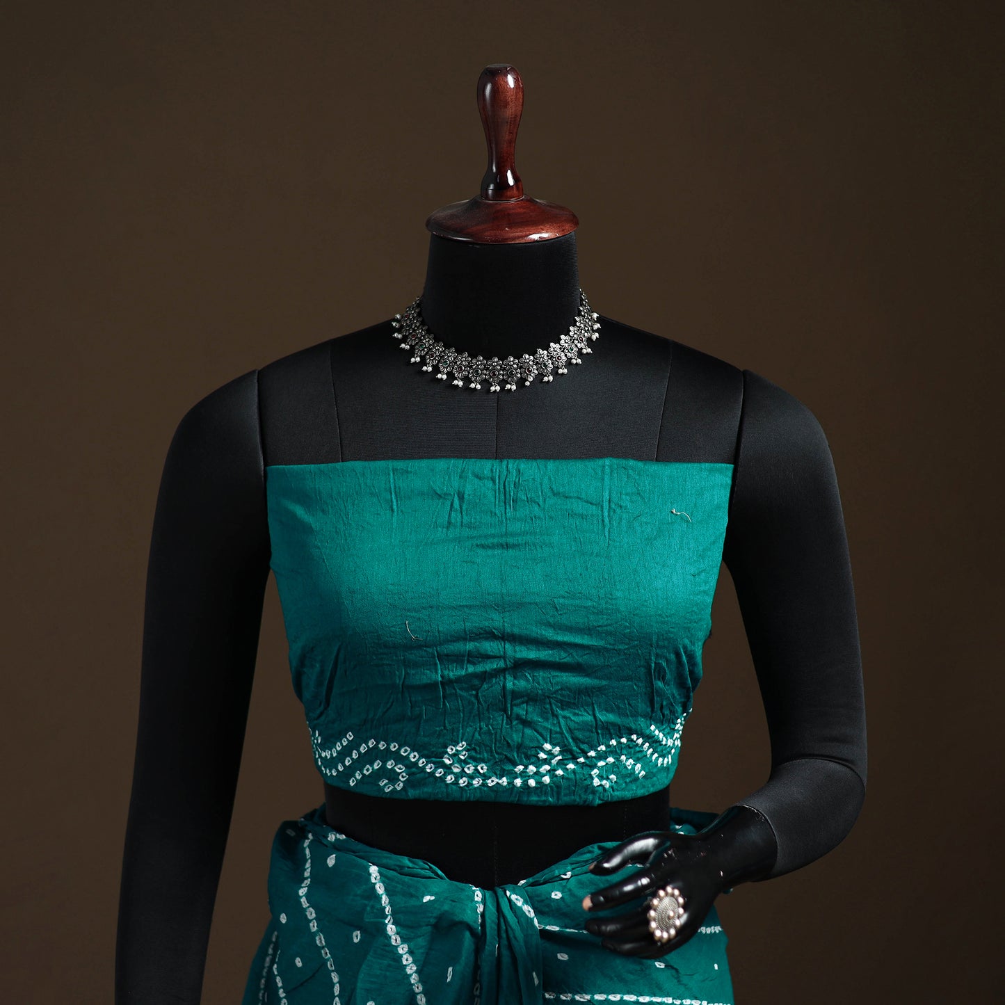 Green - Kutch Tie-Dye Pure Mul Cotton Rai Bandhani Saree with Blouse Piece 07