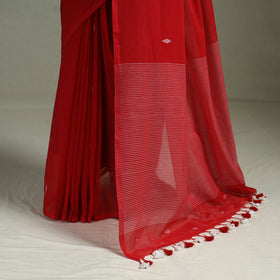 Handloom Pure Mul Cotton Phulia Jamdani Saree with Tassels 04