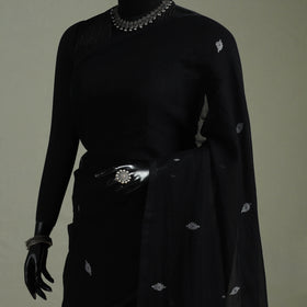 Handloom Pure Mul Cotton Phulia Jamdani Saree with Tassels  05