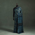 Bagru Hand Block Print Natural Dyed Modal Silk Saree 07