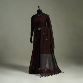 Handloom Pure Mul Cotton Phulia Jamdani Saree with Tassels  06