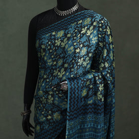 Bagru Hand Block Print Natural Dyed Modal Silk Saree 07