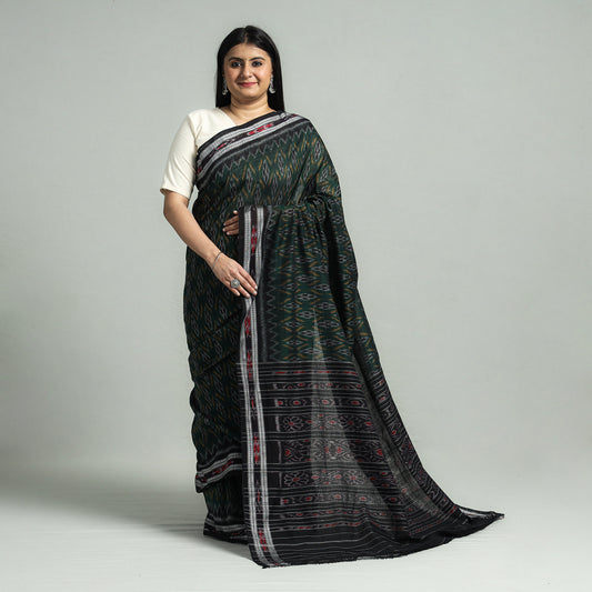 Green - Sambalpuri Ikat Weave Handloom Cotton Saree