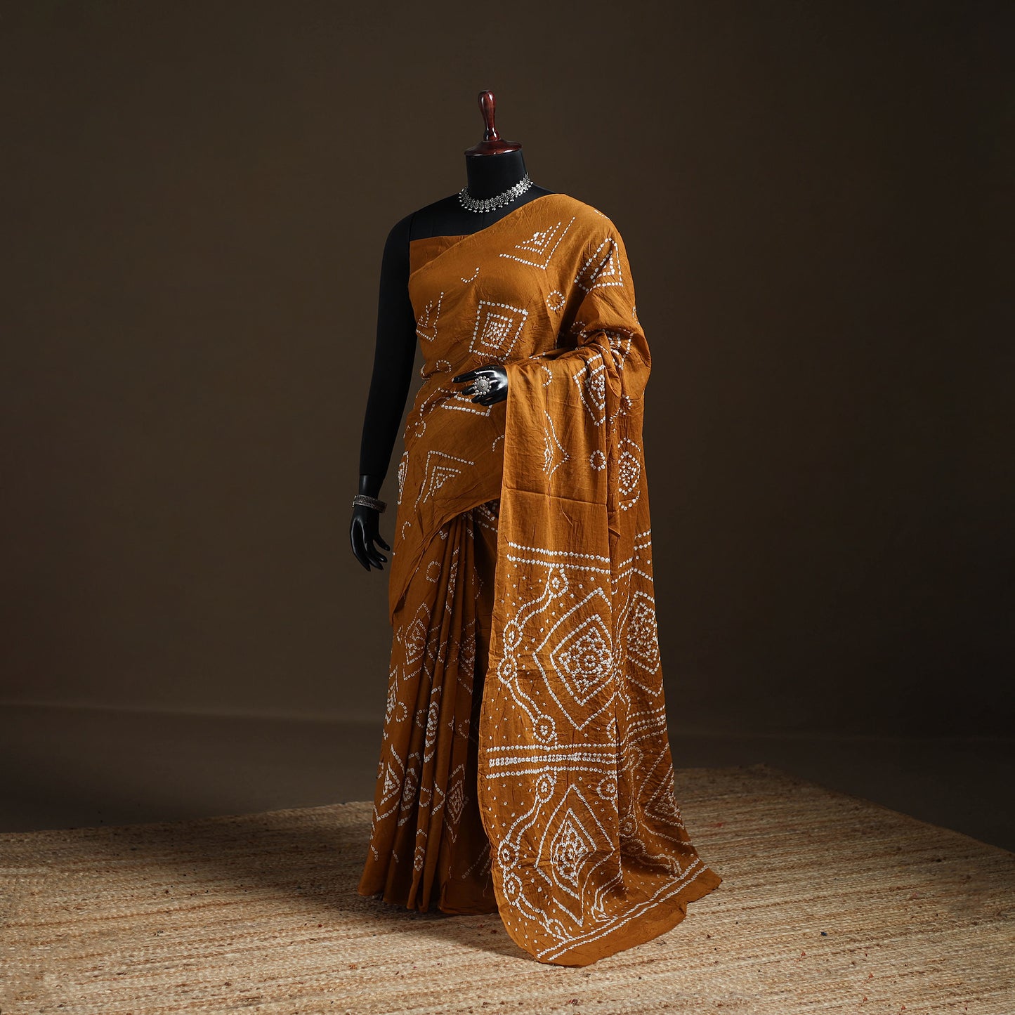 Yellow - Kutch Tie-Dye Pure Mul Cotton Rai Bandhani Saree with Blouse Piece 11