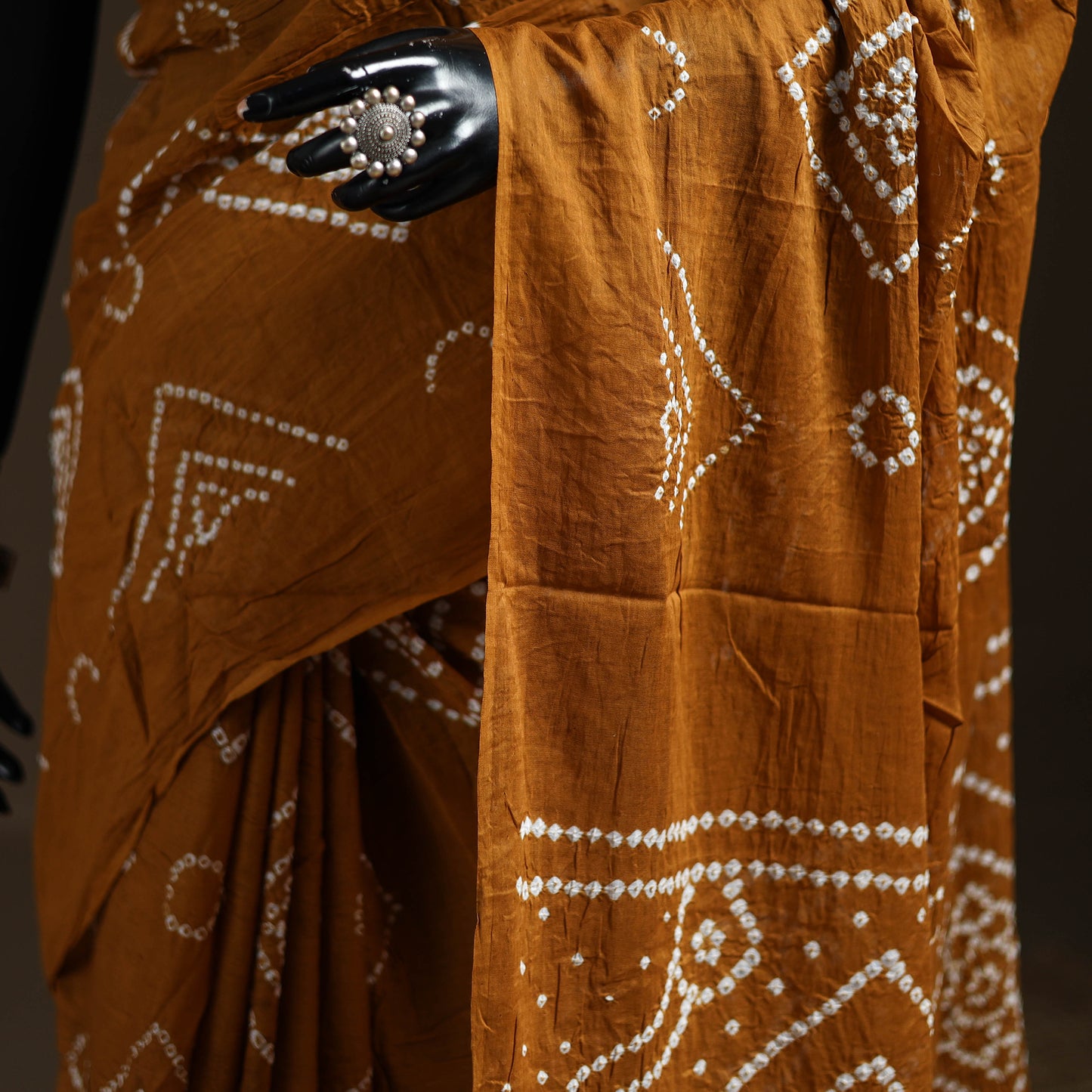 Yellow - Kutch Tie-Dye Pure Mul Cotton Rai Bandhani Saree with Blouse Piece 11