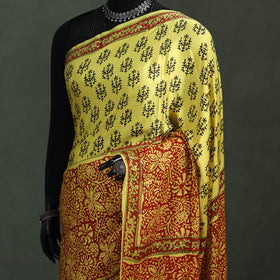 Bagru Hand Block Print Natural Dyed Modal Silk Saree 09
