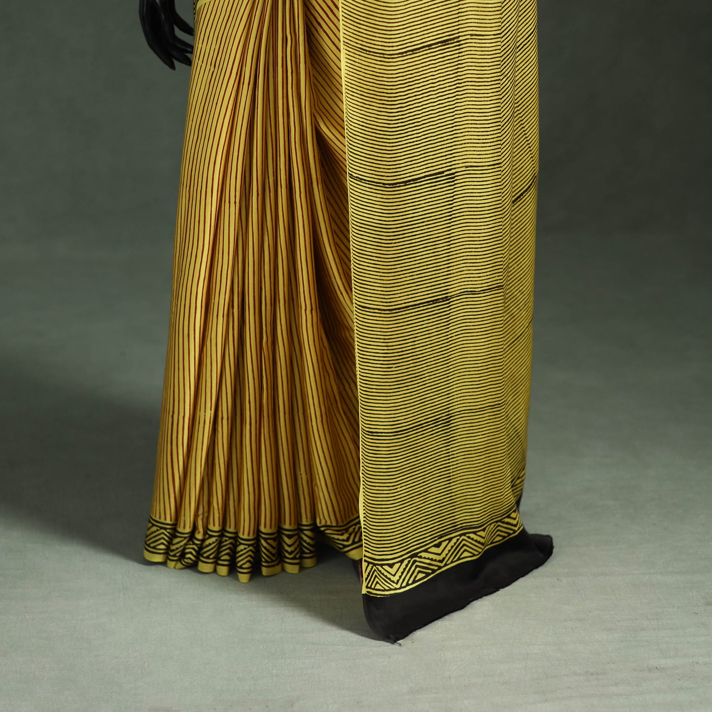 Bagru Hand Block Print Natural Dyed Modal Silk Saree 08