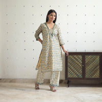 Traditional Maheshwari Silk Bagru Print Kurta Set 04