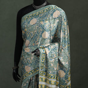 Sanganeri Hand Block Print Modal Silk Saree 10