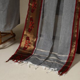 Grey 2pc Kandangi Chettinad Dress Material with Jewellery Set