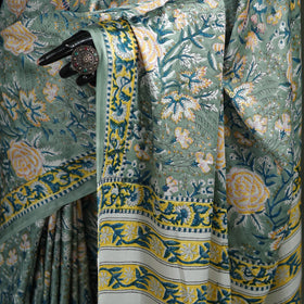 Sanganeri Hand Block Print Modal Silk Saree 10