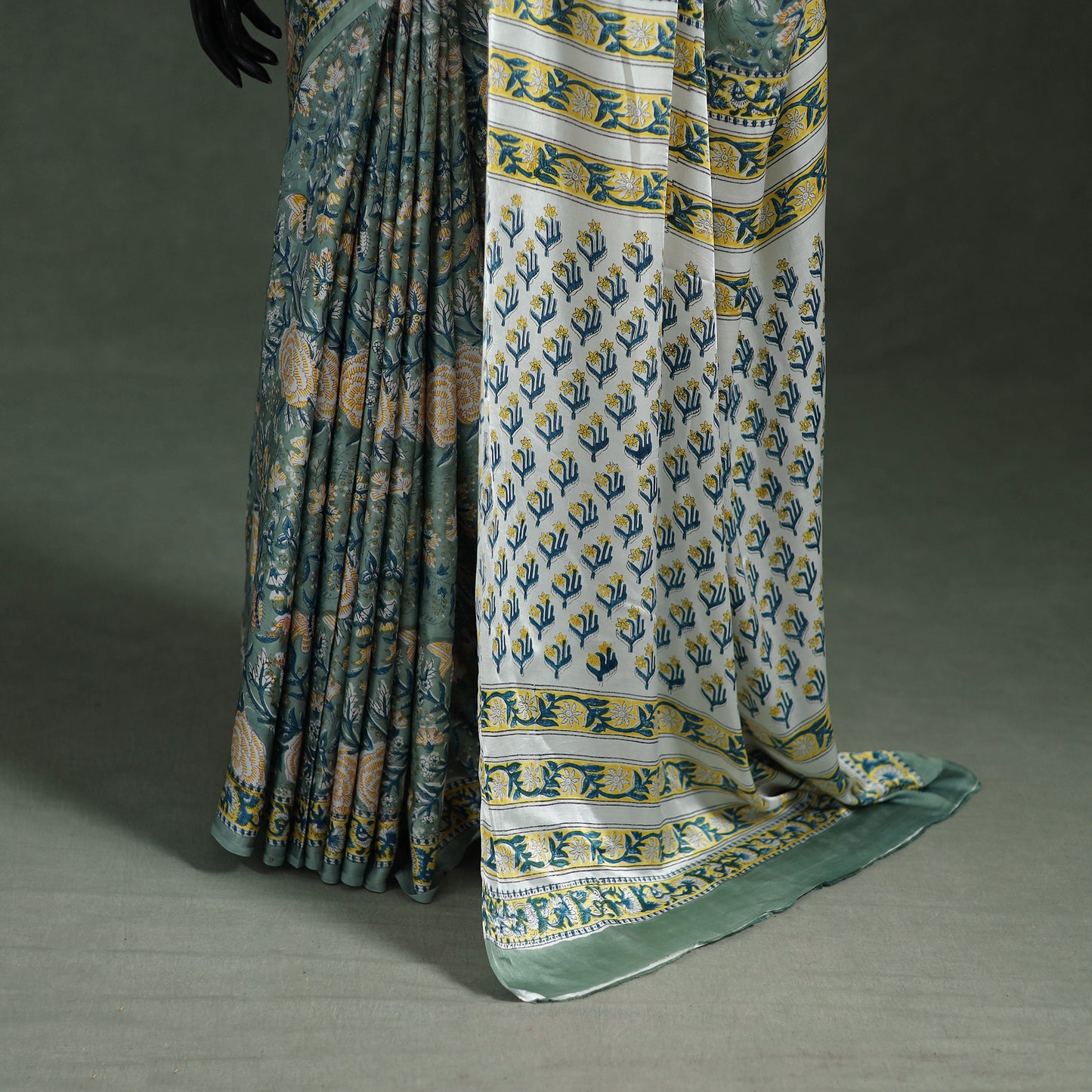 Sanganeri Hand Block Print Modal Silk Saree 10