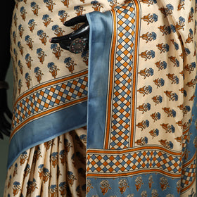 Sanganeri Hand Block Print Modal Silk Saree 11