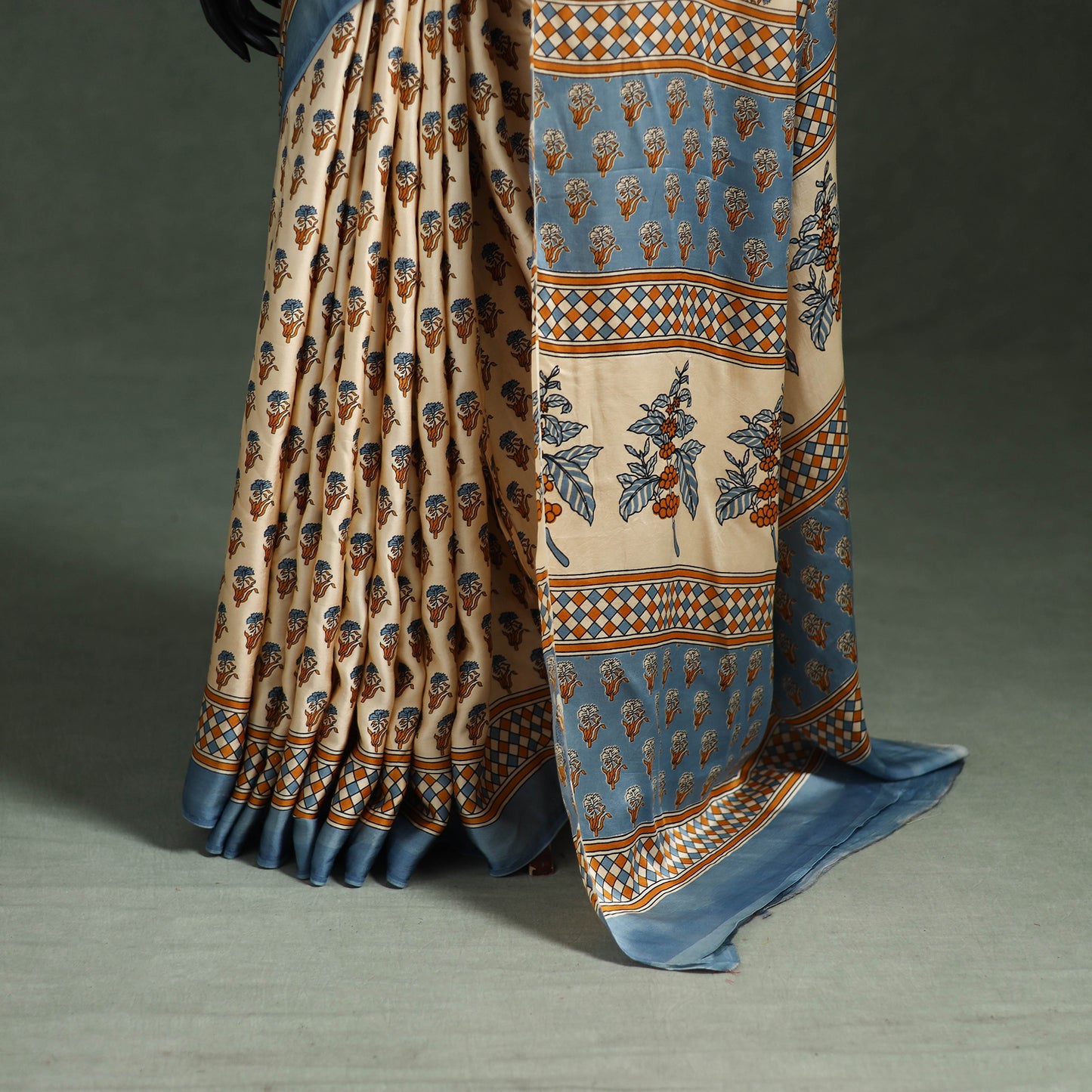 Sanganeri Hand Block Print Modal Silk Saree 11