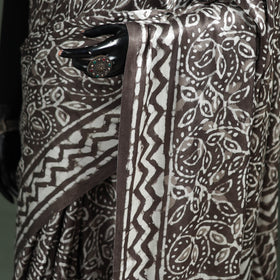 Bagru Hand Block Print Natural Dyed Modal Silk Saree 12