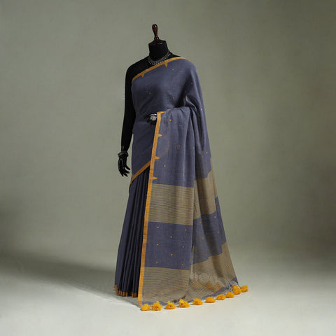 Handloom Pure Mul Cotton Phulia Jamdani Saree with Tassels  11