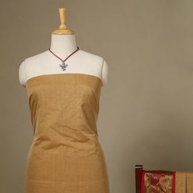 Brown 2pc Kandangi Chettinad Dress Material with Jewellery Set