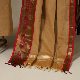 Brown 2pc Kandangi Chettinad Dress Material with Jewellery Set