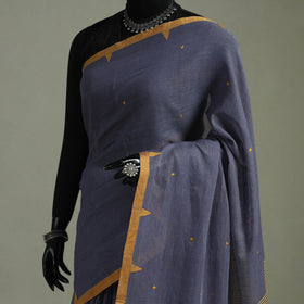 Handloom Pure Mul Cotton Phulia Jamdani Saree with Tassels  11