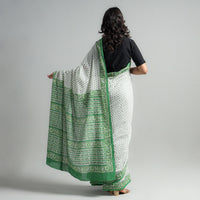 Green - Sanganeri Block Printed Mul Cotton Saree