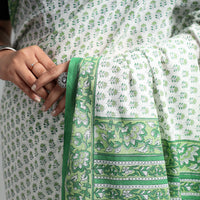 Green - Sanganeri Block Printed Mul Cotton Saree