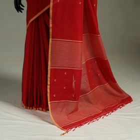 Handloom Pure Mul Cotton Phulia Jamdani Saree with Tassels  12
