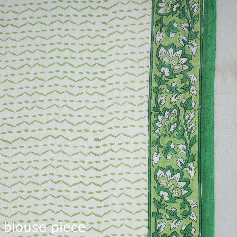 Green - Sanganeri Block Printed Mul Cotton Saree