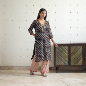 Buy Traditional Maheshwari Silk Bagru Print Kurta Set